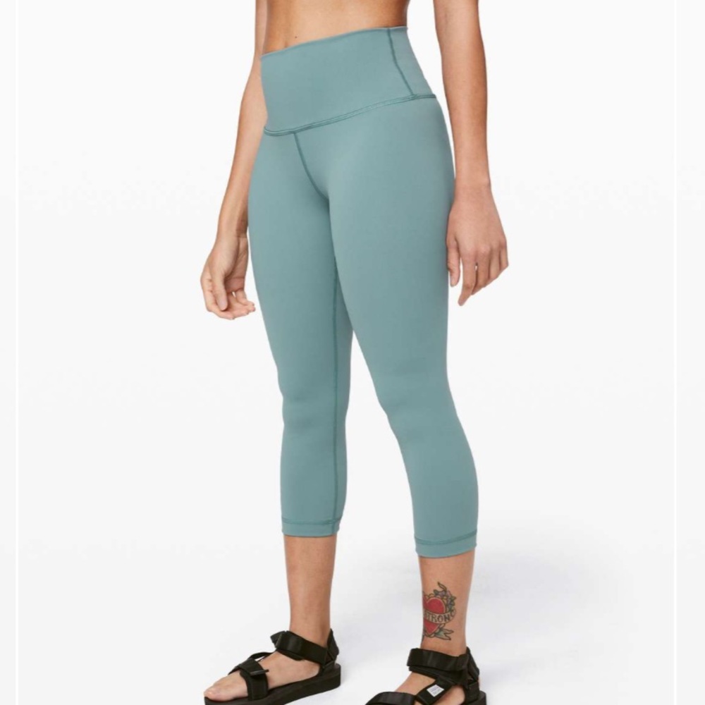 Lululemon Wunder Under Crop (High-Rise) "Full-On Luxtreme 21"  Aquatic Green 6